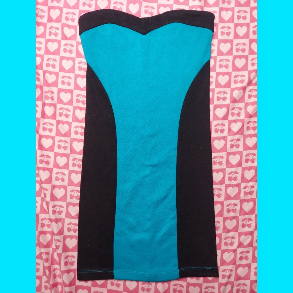 Forever 21 Black & Blue Strapless Date Dress